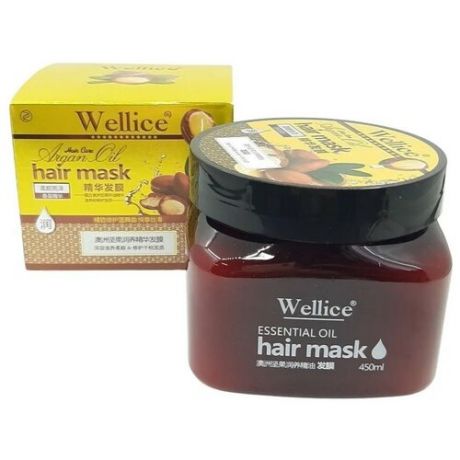 Wellice, Маска для волос Argan Oil питательная с маслом Арганы и Макадамии, 450 мл