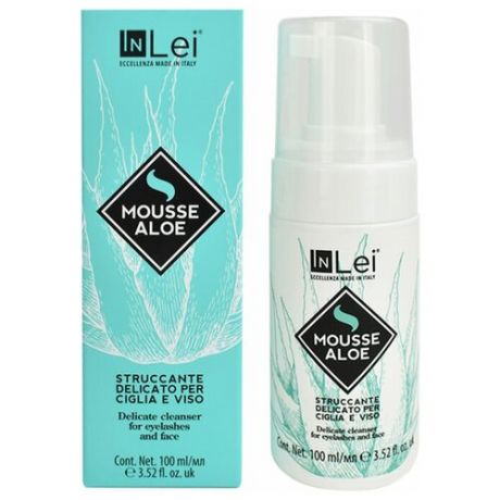 InLei® Пенка для очистки и ухода за натуральными и нарощенными ресницами"Mousse Aloe" Алоэ,100 мл.
