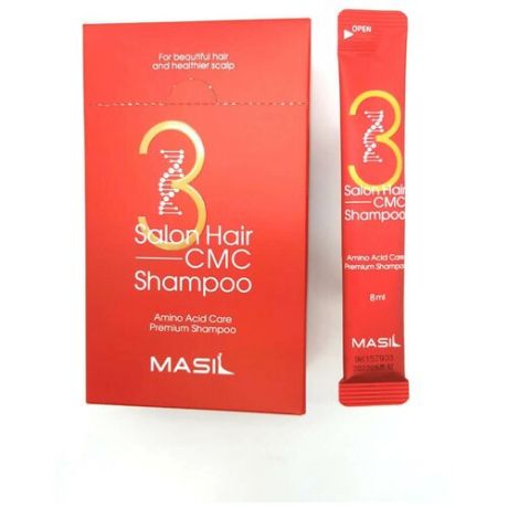 Masil шампунь для волос 3 Salon Hair CMC восстанавливающий с аминокислотами, 8 мл, 10 ШТ