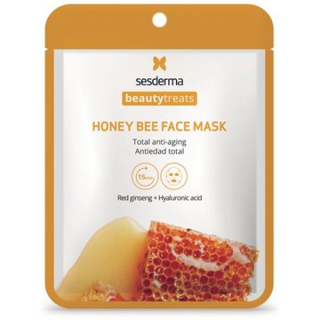 Sesderma BEAUTYTREATS Honey Bee Face Mask - Антивозрастная тканевая маска для лица с экстрактом красного женьшеня и пчелиным ядом