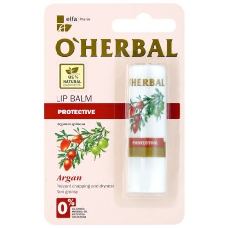 Защитный бальзам для губ "O’Herbal", с маслом арганы, 4,8 г
