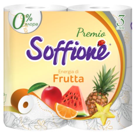Туалетная бумага Soffione Energia di frutta трехслойная 8 рул.