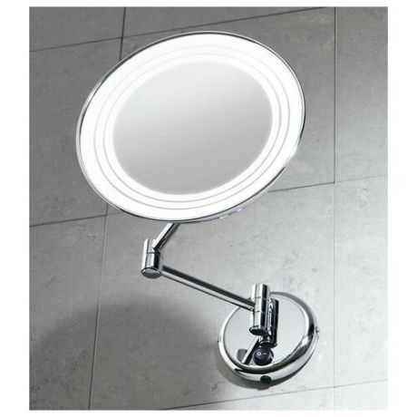 Настенное косметическое зеркало Gedy G-Gerard с 2-х кратным увеличением и подсветкой, хром