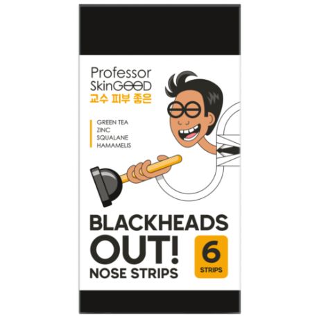 Professor SkinGOOD Полоски для носа Blackheads Out, 6шт