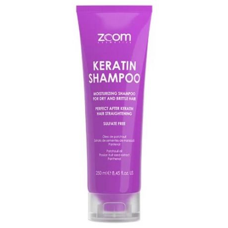 Шампунь бессульфатный для домашнего ухода ZOOM KERATIN SHAMPOO 250 ML