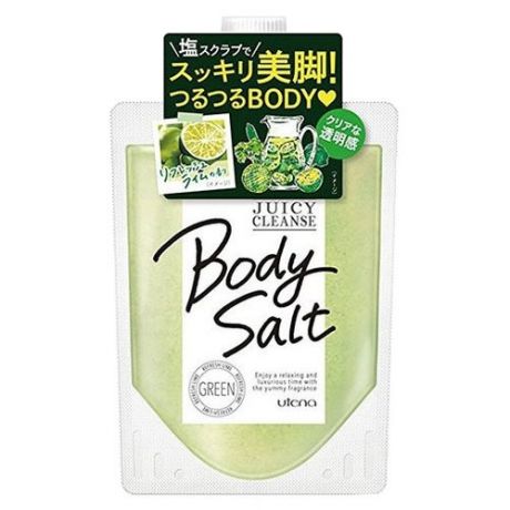 Скраб для тела Utena Juicy Cleanse Body Salt на основе соли с аргановым маслом, экстрактами дыни, лайма, огурца и ароматом освежающего лайма 300 г