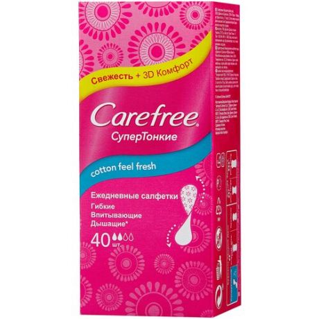 Прокладки ежедневные с ароматом свежести «Carefree» Cotton Feel Fresh 20 шт.