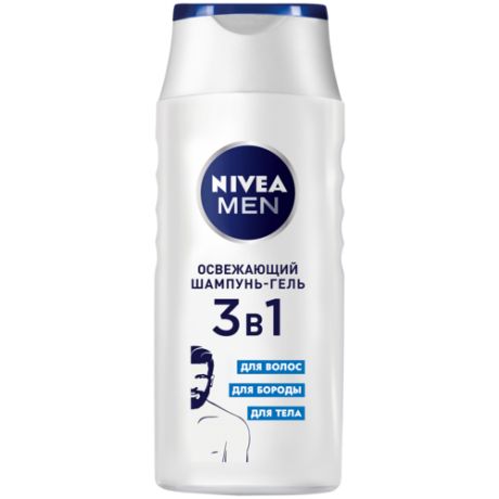 Шампунь-гель для волос и тела NIVEA MEN 3в1 Освежающий, 250 мл