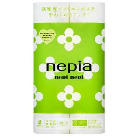 Туалетная бумага Nepi Nepi двухслойная без аромата Nepia 25м x12шт