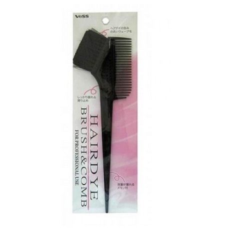 Vess Гребень c щеткой для профессионального окрашивания волос «малый» - Hairdye brush and comb, 1шт