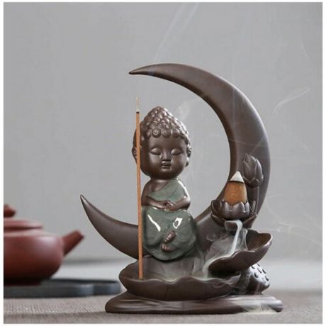 Подставка для благовоний из керамики "Будда и Луна"