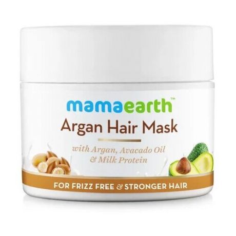 MamaEarth, Аргановая маска c авокадо и молочным протеином для непослушных и вьющихся волос, 200 мл