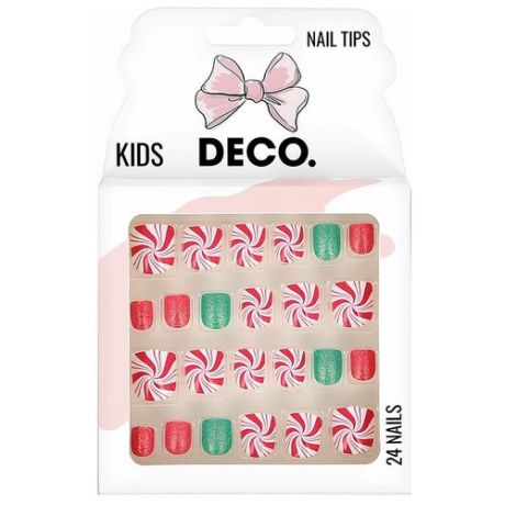 Набор детских накладных ногтей DECO. KIDS самоклеящиеся candy 24 шт