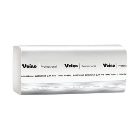 Полотенца бумажные 250 шт., VEIRO Professional (Система H3), комплект 20 шт., Comfort, белые, 21×21.6, V, KV210