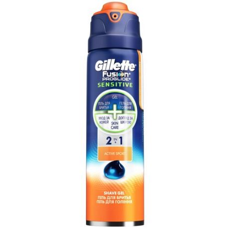 Gillette Fusion ProGlide Sensitive гель для бритья active sport, 170 мл., 1 шт. (3 штуки)