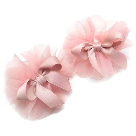 Комплект детских резинок для волос Ansony Fashion Jewelry Банты большие с атласной лентой пара розовые
