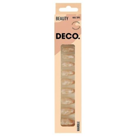 Набор накладных ногтей `DECO.` MARBLE beige (24 шт + клеевые стикеры 24 шт)