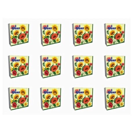 Вейро Салфетки трехслойные с рисунком Подсолнух 33x33, 20 листов/уп, 12 уп