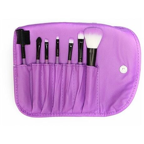 Удобный универсальный набор кистей для макияжа (7 шт) в стильном компактном чехле, фиолетовый, VenusShape VS-BR-06
