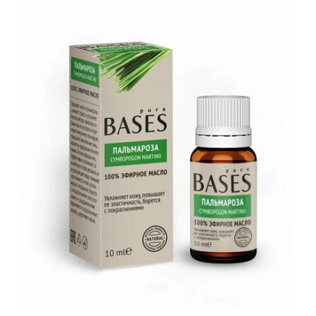 Натуральное 100% эфирное масло PURE BASES Пальмароза, 10 мл.