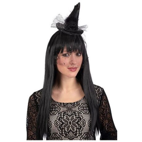 Ободок "Шляпка ведьмы с вуалью" (Цв: Черный )