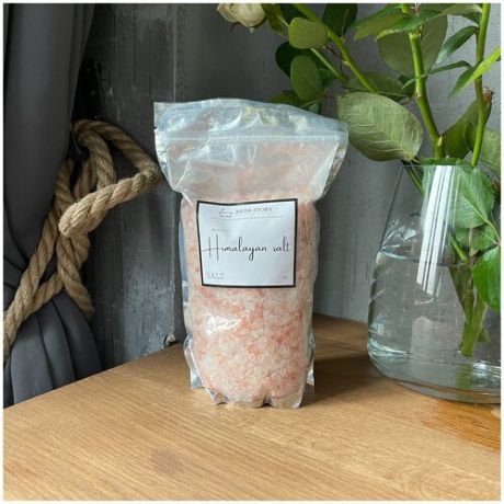 BATH STORY Гималайская розовая соль для ванн 1 кг (крупный помол)/ Натуральная морская соль для ванны/ Himalayan Pink Salt