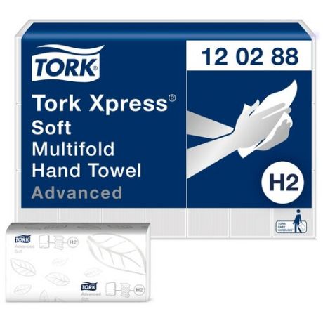 Полотенца бумажные профессиональные TORK 136 штук, TORK 120288 (Система H2) Advanced, комплект 21 штука, 2-слойные, белые, 21х34, Interfold