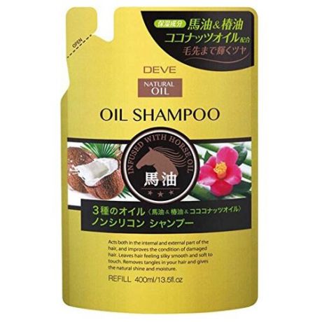 Deve шампунь для сухих волос с 3 видами масел (лошадиное, кокосовое и масло камелии), без силикона, 480 мл