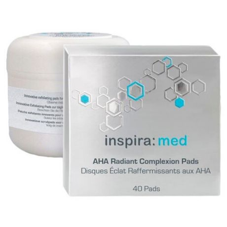 Inspira 4192 Med AHA Radiant complexion pads - Эксфолиирующие диски для ежедневного использования, 40 шт.
