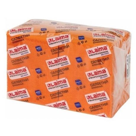 Салфетки бумажные лайма "Big Pack", 400 шт., 24х24 см, оранжевые
