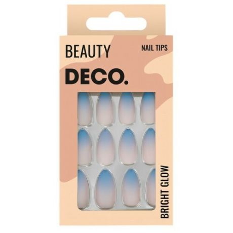 Набор накладных ногтей `DECO.` BRIGHT GLOW matt blue (24 шт + клеевые стикеры 24 шт)