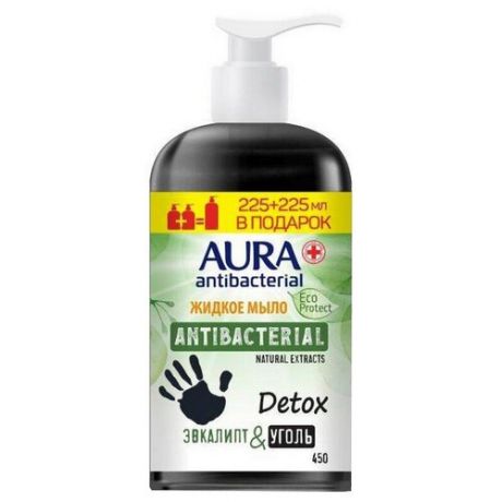 Жидкое мыло Aura antibacterial "Eco Protect Detox", промо упаковка, 450 мл