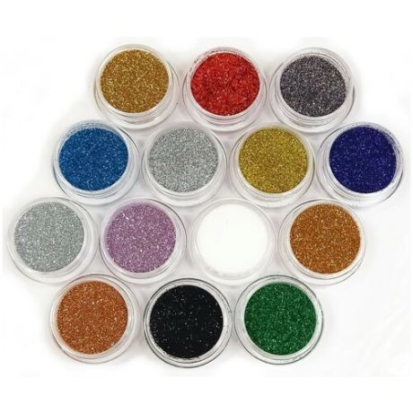 Набор цветного песка для нейл- арта (14 шт. размер 0,2 мм