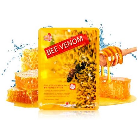 Тканевая маска для лица с пчелиным ядом Real Essence Bee Venom Mask Pack 5 штук