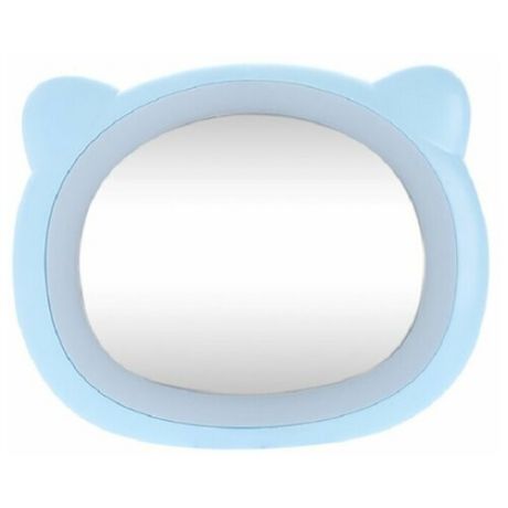 Зеркало с подсветкой, Мишка, цвет голубой, 11х9х1,5 см