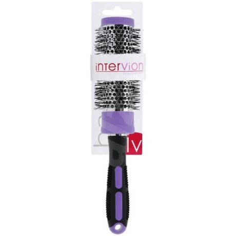 Щетка для укладки волос InterVion металлическая с цветной ручкой