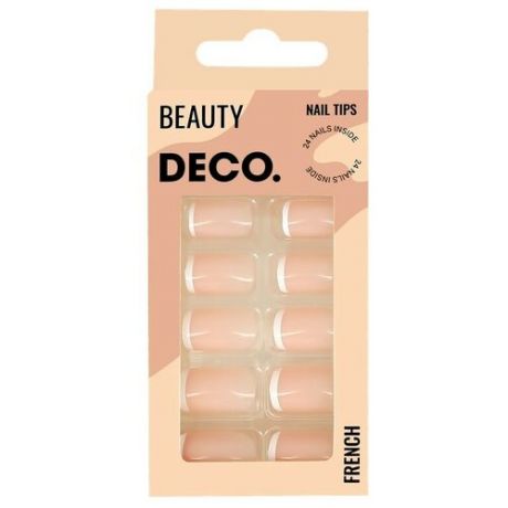 Набор накладных ногтей `DECO.` FRENCH pink (24 шт + клеевые стикеры 24 шт)