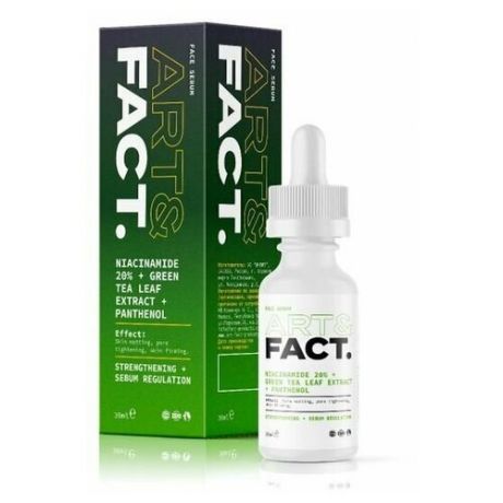 ART&FACT. / Сыворотка для ухода за кожей лица себорегулирующая с ниацинамидом 20 %, экстрактом зеленого чая и пантенолом