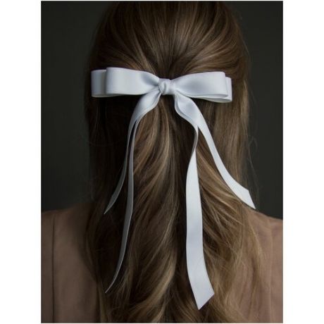 Белый атласный бант для волос на заколке-автомат для девочек и женщин. Украшения и аксессуары для волос.
