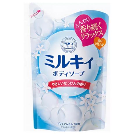 Мыло-пенка для тела Milky Foam Gentle Soap бархатное увлажняющее с нежным ароматом цветочного мыла Cow Brand мягкая упаковка 480мл