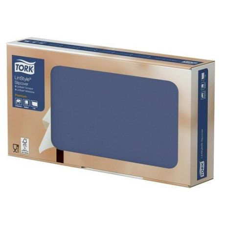 Скатерти бумажные нетканые одноразовые Tork "LinStyle Premium", 20 шт., 80х80 см, темно-синие, 474740