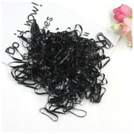 Набор силиконовых резиночек 100 шт, черные, резинка для волос