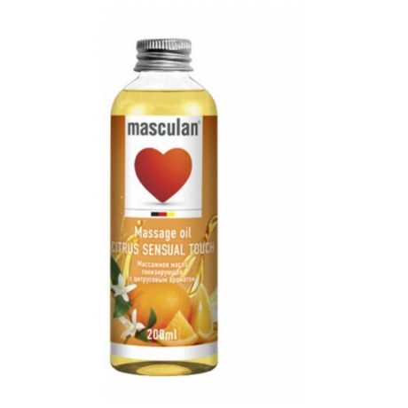 Тонизирующее массажное масло Masculan с цитрусовым ароматом Massage oil Citrus sensual touch, 200 мл