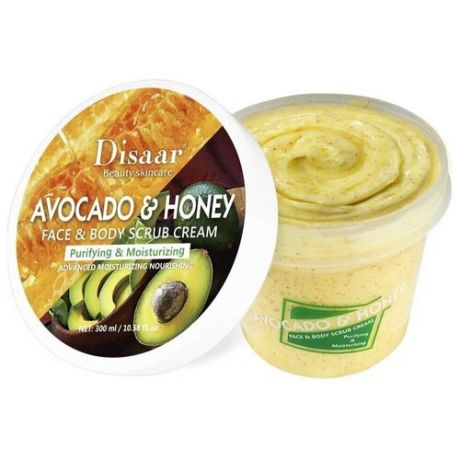 Disaar, Face & Body Scrub Avocado & Honey Скраб-крем для лица и тела с экстрактом Авкоадо и Меда с эффектом очищения и увлажнения, 300 мл