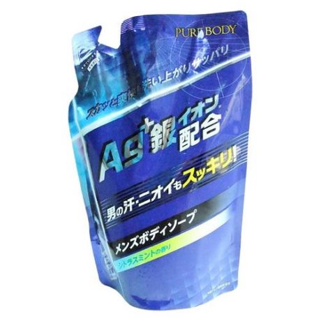 Крем-мыло для мужчин Pure Body с ионами серебра увлажняющее, дезодорирующее мята и цитрус Mitsuei 400мл