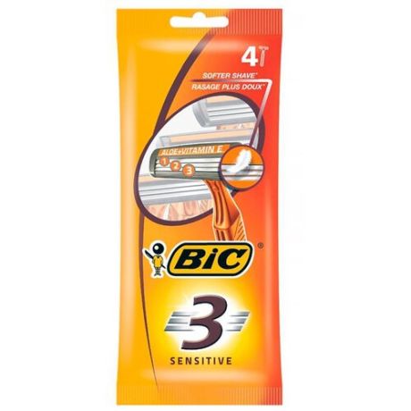 Станок для бритья мужской одноразовый Bic 3 Sensitive 2 шт с тремя лезвиями