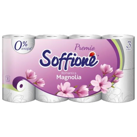 Туалетная бумага Soffione Premio Магнолия трехслойная 4 рул.