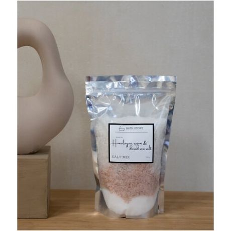 BATH STORY Микс солей "Himalayan, epsom & dead sea salt" 750 гр. (в пакете zip-lock)/ Смесь соли для ванн: соль Мертвого моря + гималайская розовая соль + соль Epsom