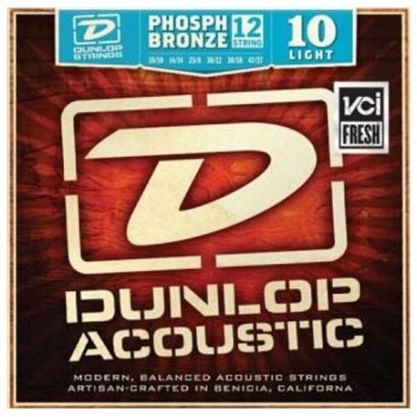 DAP1047J Комплект струн для 12-струнной акустической гитары, фосф.бронза, Light, 10-47, Dunlop