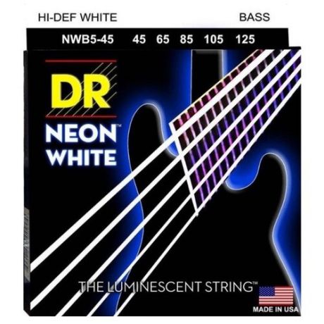 DR Strings 45-125 High-Def Neon White 5 NWB5-45